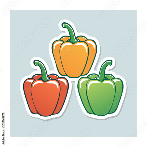 Colorful Bell Peppers Flat Illustration