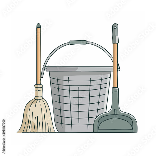 Flat design illustration of cleaning tools