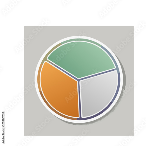 Flat design pie chart with three segments