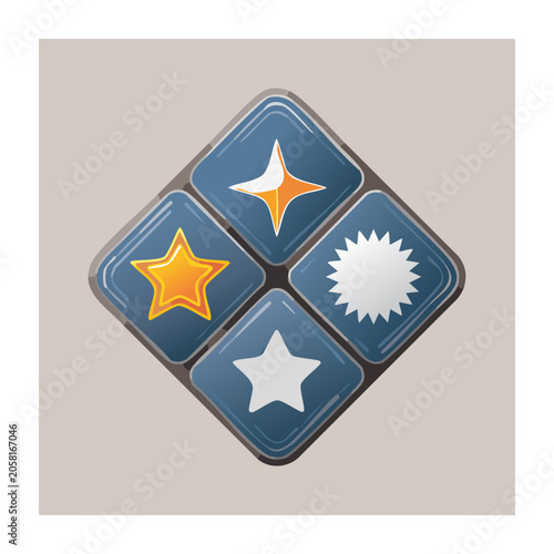 Flat Design Star and Symbol Icons in Diamond Layout