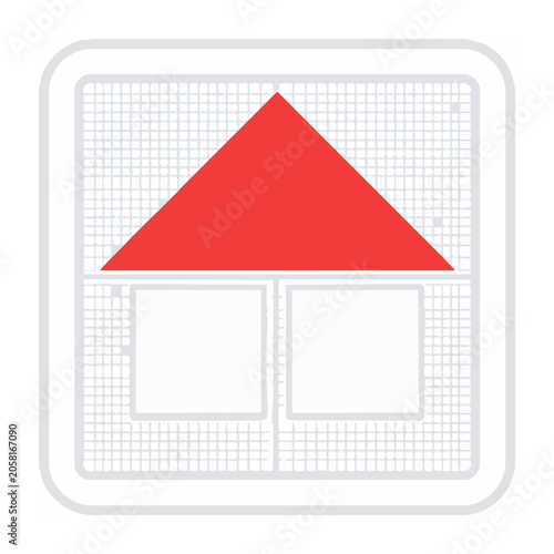 Red house icon with transparent background