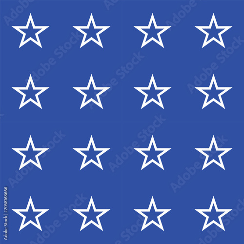 A blue background with white stars.