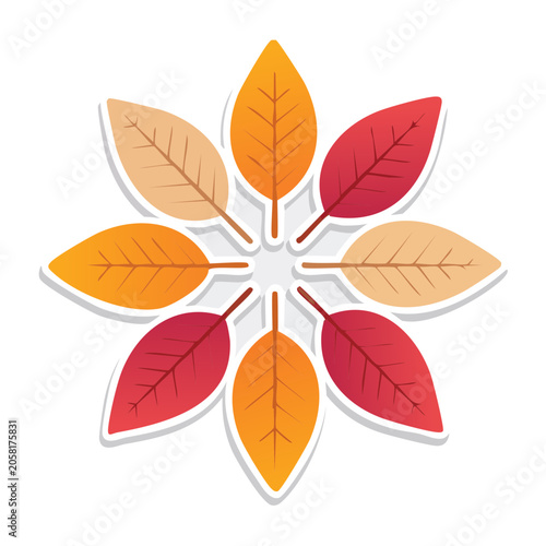 Radial autumn leaves illustration in flat design