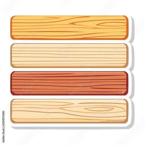 Stacked Wooden Planks in Flat Design Style