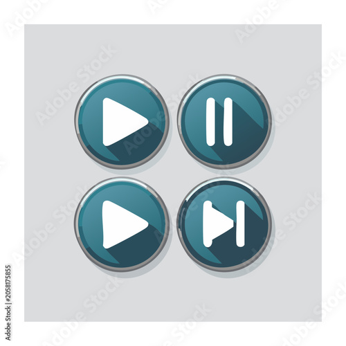 Teal Media Control Icons Set