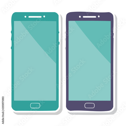Two Smartphones in Flat Design Style
