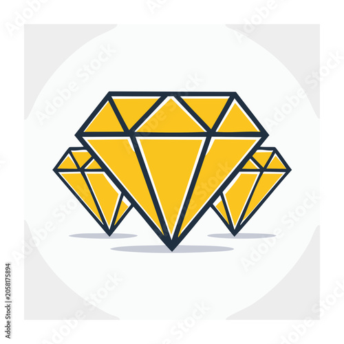 Yellow diamond icon in flat design style