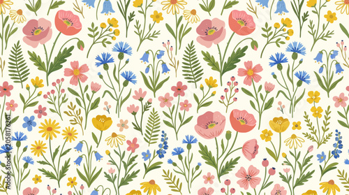 Obraz na plátně Colorful flowers on white background.
