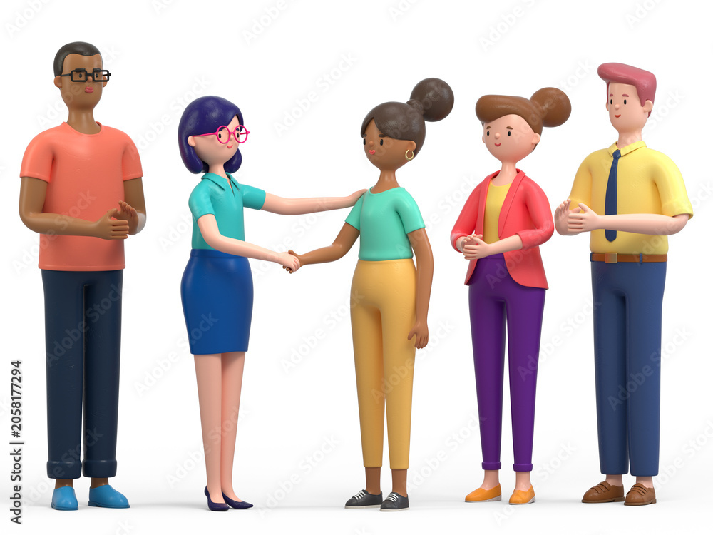 Fototapeta premium Handshake ceremony, mutual agreement, diverse partnership