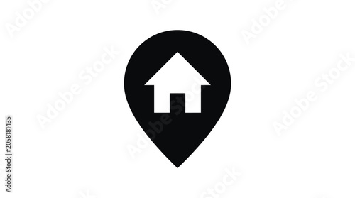 Photography Black location pin with house icon.