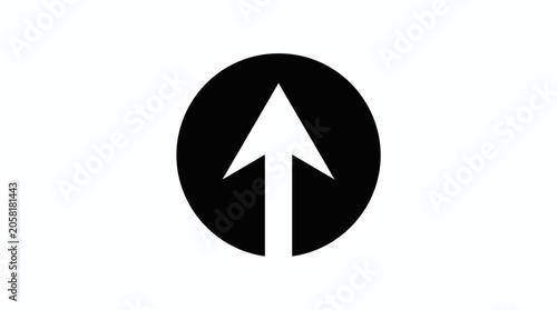 Tableau sur toile Black circle with white upward arrow.