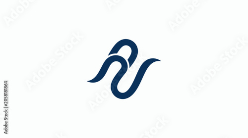 Fényképezés Dark blue swirly abstract symbol logo.