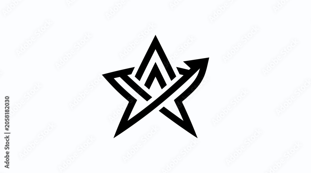 Foto Black star shape with lines design.