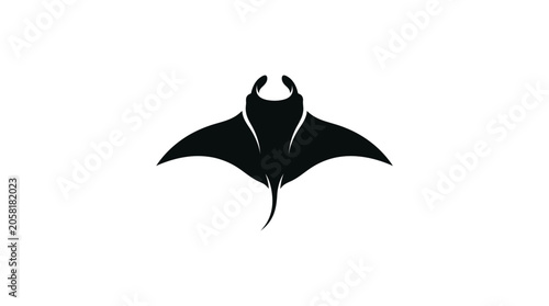 Black Manta Ray Swimming Underwater.