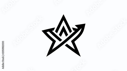 Foto Black star shape with lines design.