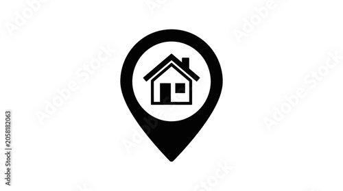 Black house location pin icon.