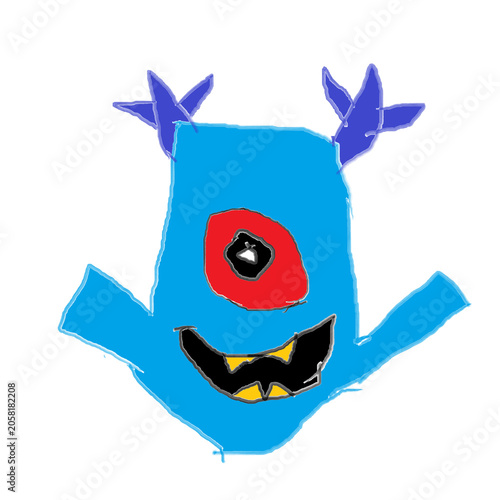 фотографія Funny blue monster with red eye.