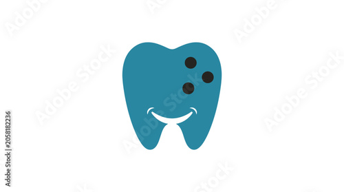 Smiling Blue Tooth Cartoon Character.