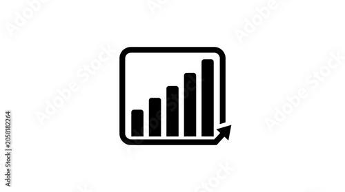 Black bar chart icon growing upward.