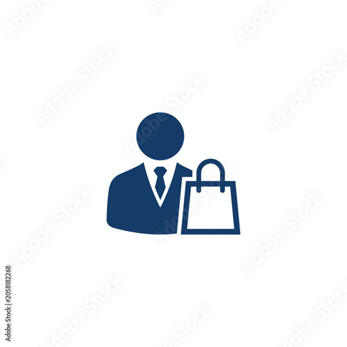 Businessman holding shopping bag icon.