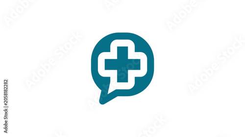 Medical Cross Symbol in Speech Bubble.