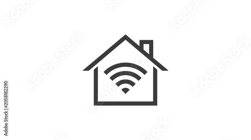 Smart Home Wifi Internet House Icon.