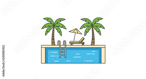 Obraz na plátne Swimming Pool With Palm Trees Nearby.