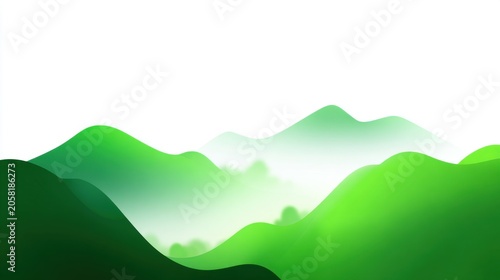 Minimalist Green Mountain Range Illustration on White Background