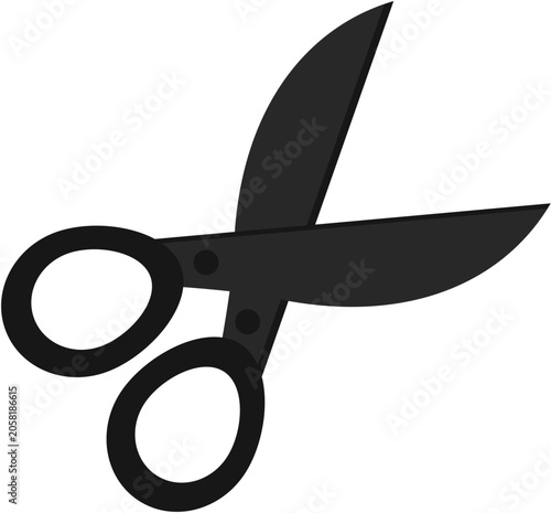 Minimalist Flat Vector Icon of Open Scissors