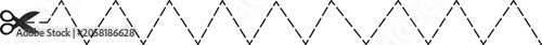 Zigzag Cut Paper Line Icon with Scissors