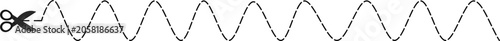 Cut Here Wavy Dotted Line Symbol with Scissors Icon