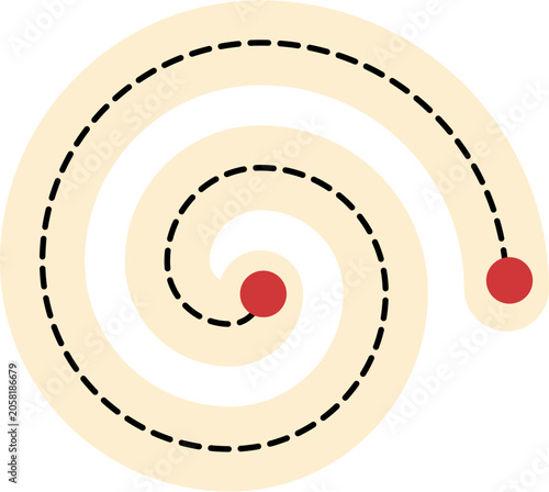 Minimalist Spiral Path Infographic Element with Red Dots