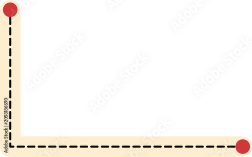 L-Shaped Corner Connection Icon with Dashed Path and Red Markers