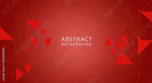 Abstract red background with geometric triangle shapes and thin lines
