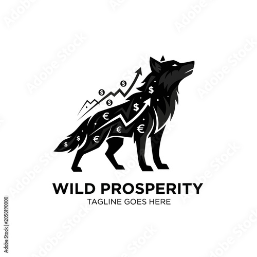 Professional financial wolf emblem perfect for investment firms, stock market apps, and business consulting agencies.