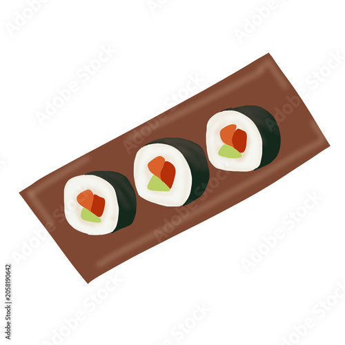 Simple illustration sushi on a plate