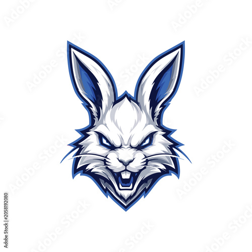 Aggressive White Rabbit Mascot Logo Vector Illustration