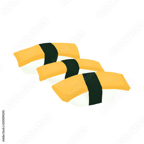 Illustration simple of tamago nigiri (japanese food)
