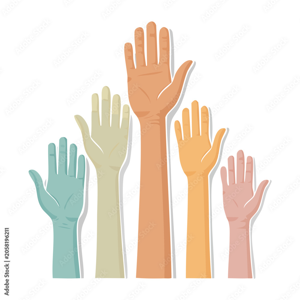 Fototapeta premium Colorful raised hands illustration