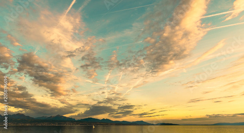 sunset over the lake
