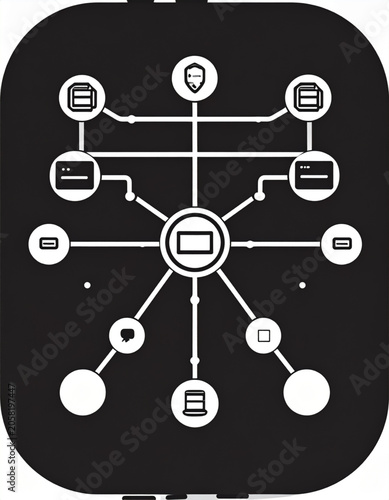 Billede på lærred Network distribution diagram vector icon on dark background