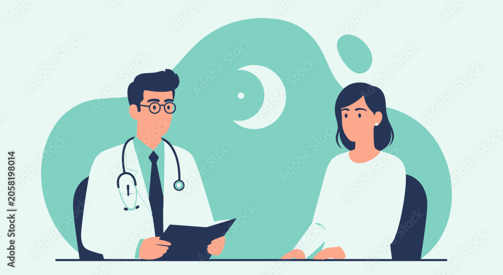 Obraz premium Doctor Consultation with Patient - Medical Illustration