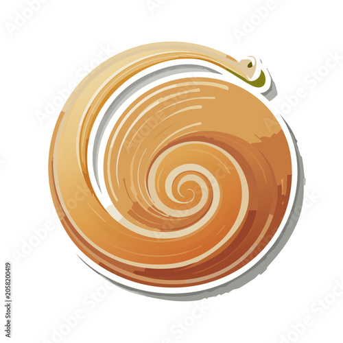 Flat illustration of a cinnamon roll with swirl pattern