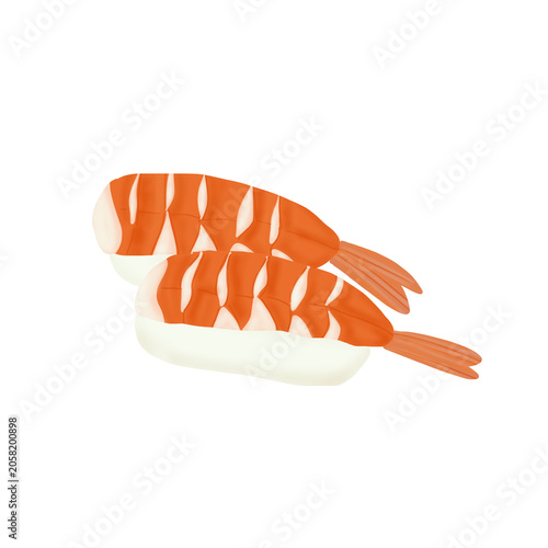 Simple illustration of ebi nigiri(japanese food)