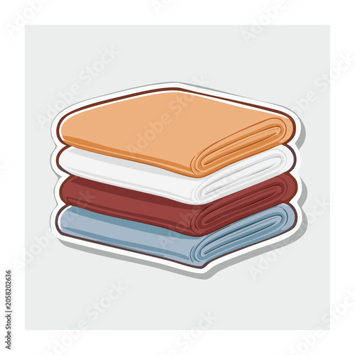 Stack of Folded Towels in Flat Design