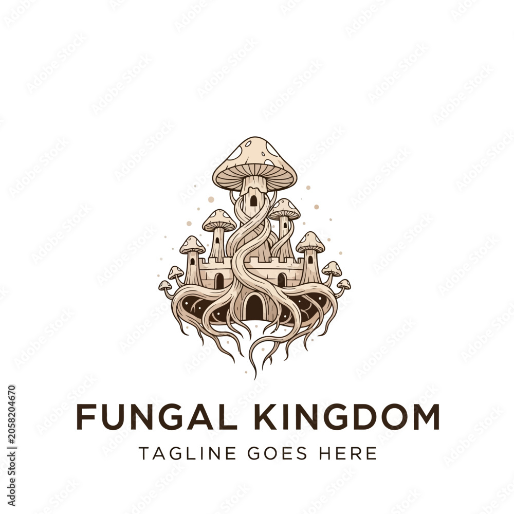 Ταπετσαρία Imaginative fantasy illustration of a mushroom village, suitable for creative storytelling, gaming, or children's book themes