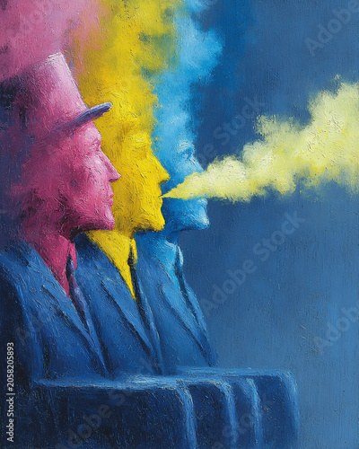 Abstract acrylic painting of vibrant brushstrokes on dark background with fluid motion effect