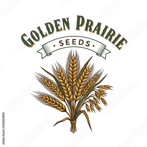 Fotografija Rustic and wholesome agricultural logo ideal for organic farms, seed companies, or bakery brands emphasizing natural quality and tradition