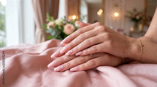 Elegant Pink Coffin Nails with Delicate White Bow Nail Art Design.