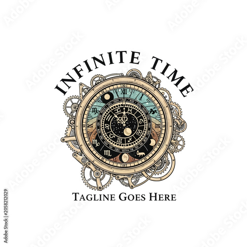 An elaborate antique watch illustration conveying timelessness and mechanical beauty for sophisticated branding or fantasy projects.